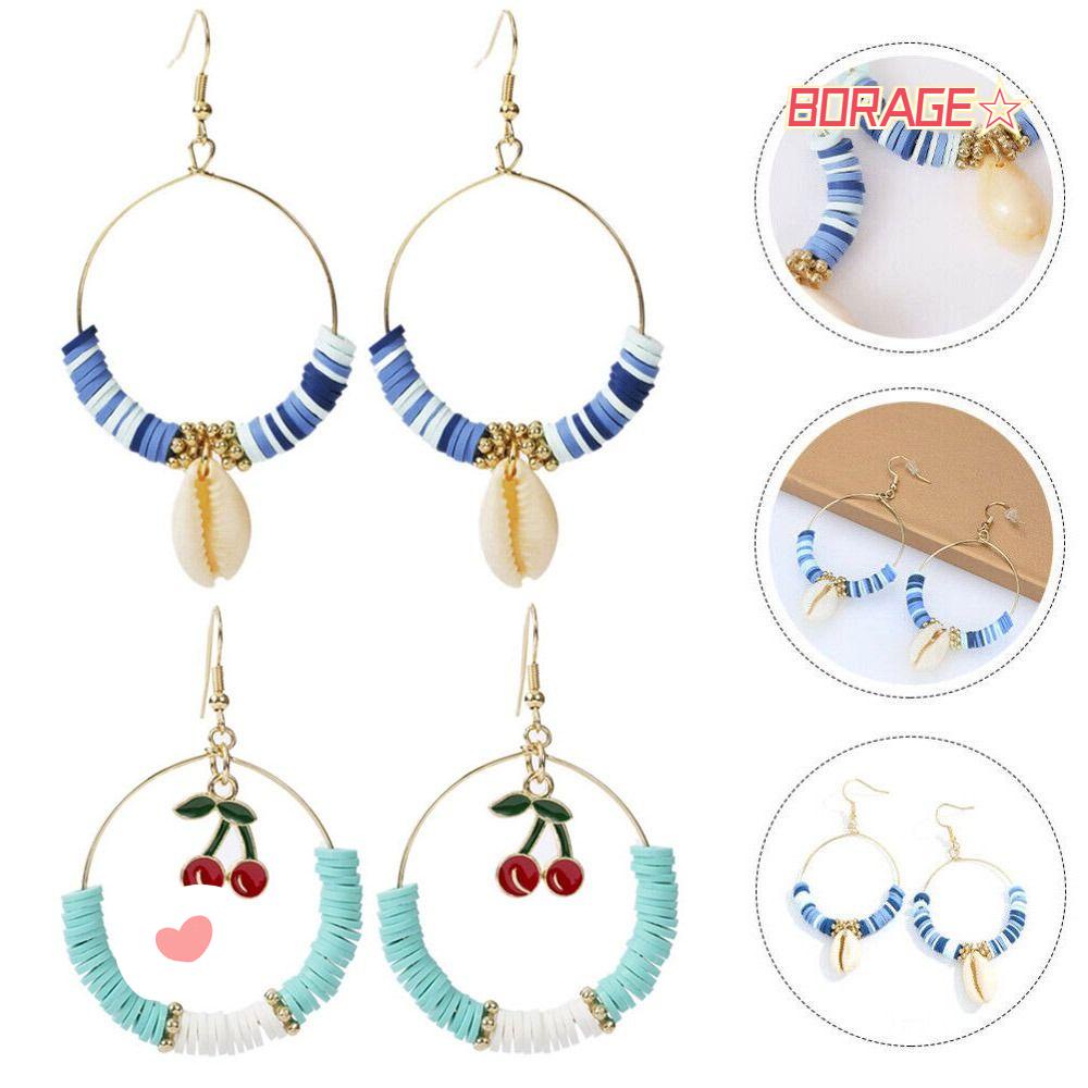 BORAG 1 Đôi Bông Tai Hình Vỏ Sò Phong Cách Bohemian Thời Trang