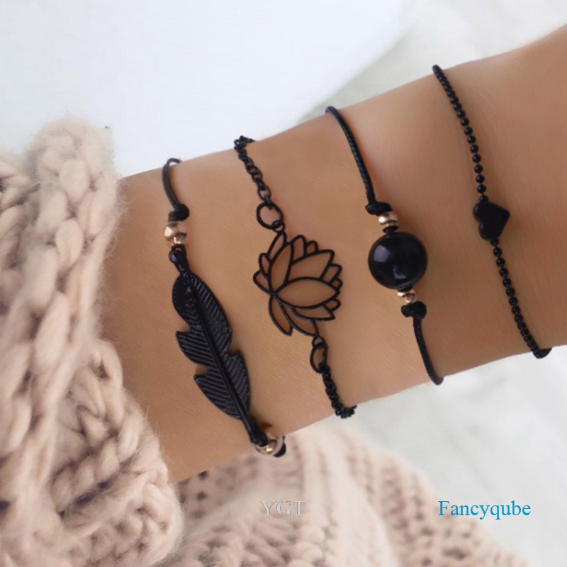 Ygt Set 4 Vòng Tay Phong Cách Gothic Thời Trang Cho Nữ