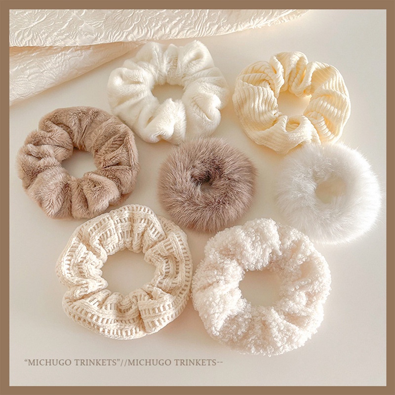 Ygt Set 7 Dây Cột Tóc Cao Su Phối Lông Thời Trang Thu Đông Cho Nữ