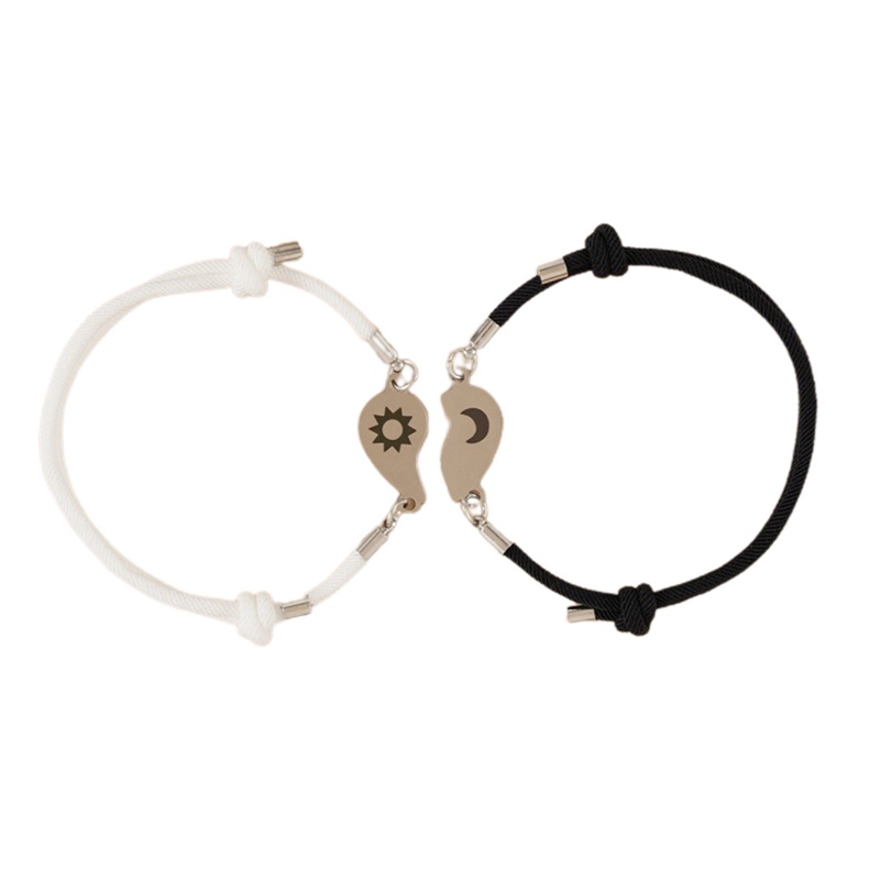 Ygt Set 2 Vòng Tay Mặt Trăng / Mặt Trời Bằng Thép Không Gỉ Có Thể Điều Chỉnh Cho Cặp Đô