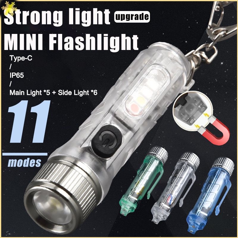 Đèn móc khóa Đèn pin mini Đèn pin sạc có độ sáng cao Đèn pin cắm trại ngoài trời Đèn móc chìa khóa di động Độ sáng cao 500LM