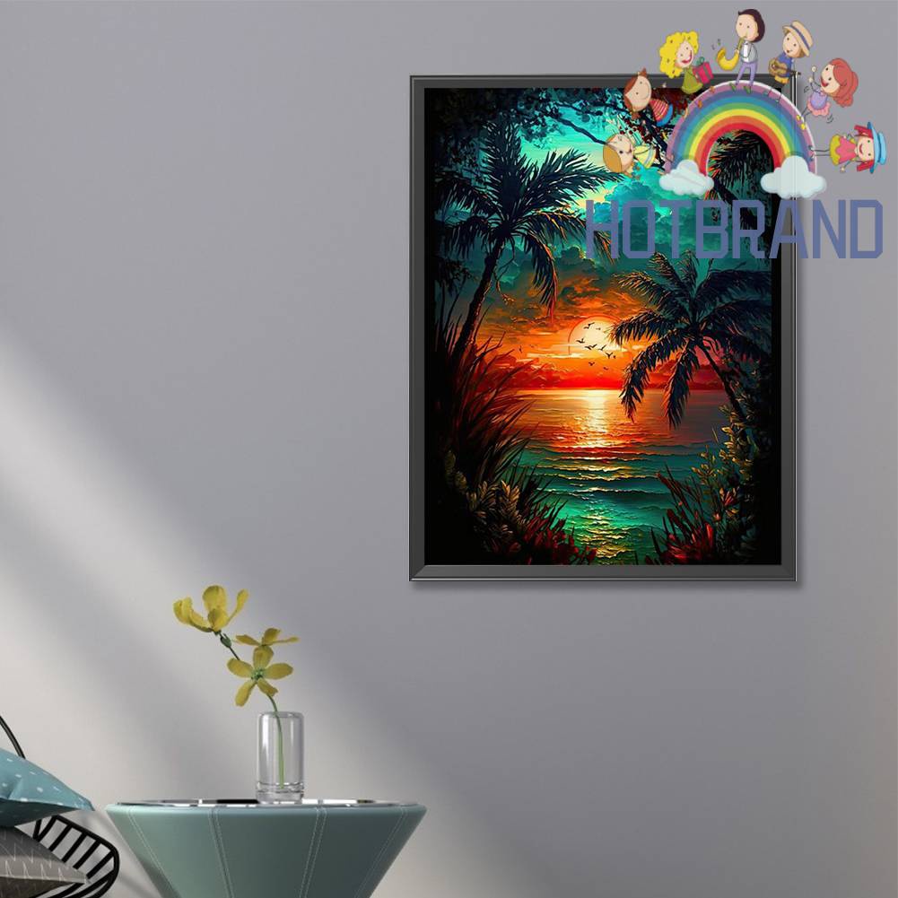 Tranh Đính Đá Kim Cương Toàn Bộ 5D DIY Hình Tranh Vẽ Hoàng Hôn