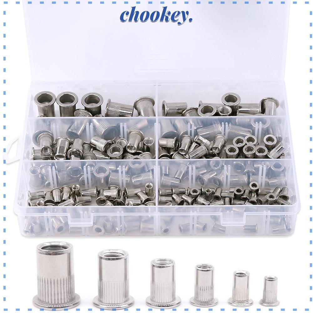 CHOOKEY Set 180 Đai Ốc Đinh Tán Bằng Thép Không Gỉ 304 M3 M4 M5 M6 M8 M10 0.5-5mm Chuyên Dụng