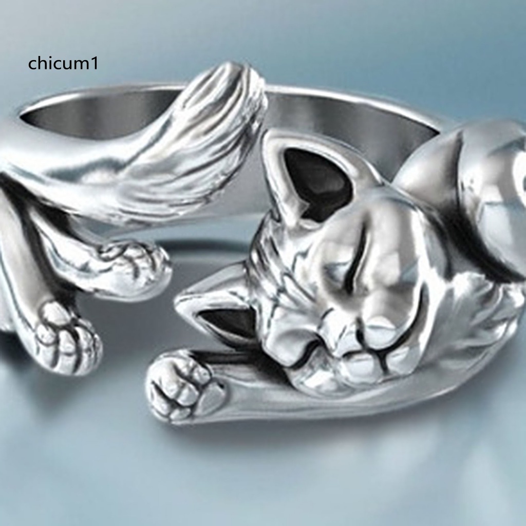 Nhẫn Hở Hình Mèo Dễ Thương Có Thể Điều Chỉnh Kích Cỡ