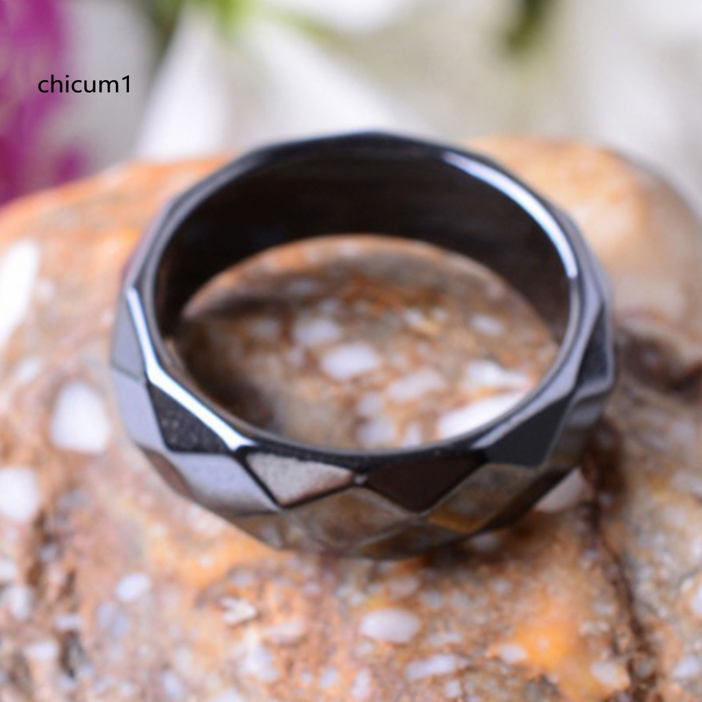 Nhẫn CC Màu Đen Mặt Hình Tròn Hợp Thời Trang