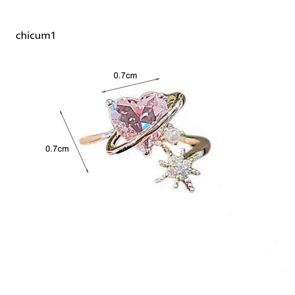 Nhẫn Hở Đính Đá Hình Trái Tim Lấp Lánh