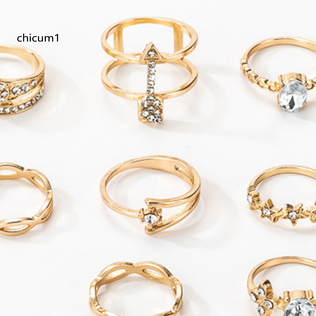 Set 10 Nhẫn Đính Đá Phong Cách Bohemian