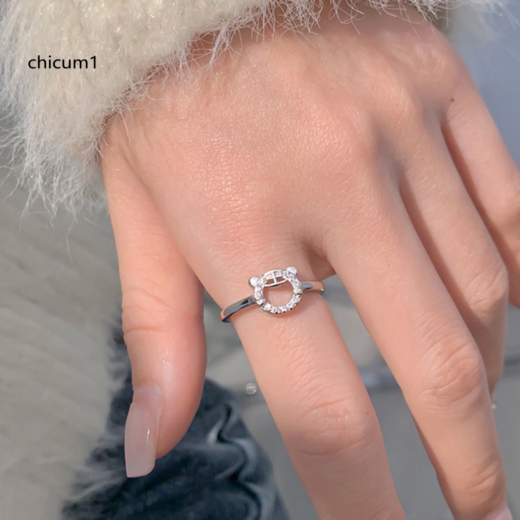 Nhẫn Hở Mạ Bạc Đính Đá Lấp Lánh Chống Mài Mòn Thời Trang Cho Nữ