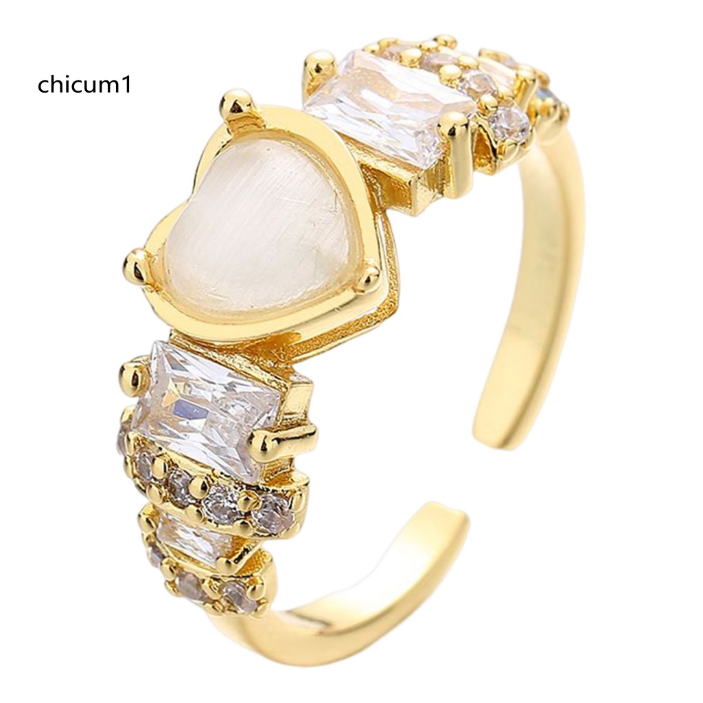 Nhẫn Hở Hình Trái Tim Đính Đá Pha Lê Nhân Tạo Thời Trang Cho Nữ