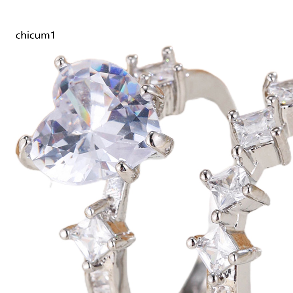 Set 2 Nhẫn Đính Đá Trái Tim Sang Trọng Cho Nữ