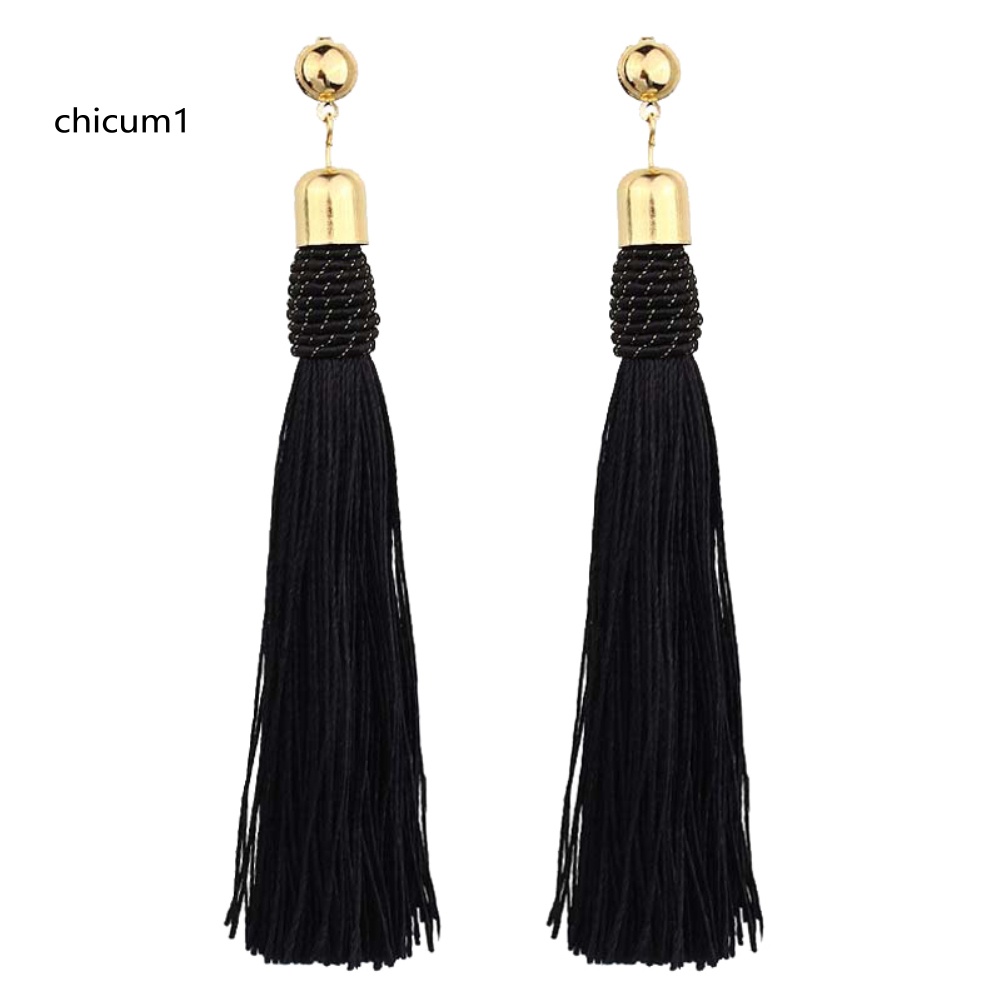 Bông Tai Dạng Dây Tua Dài Phong Cách Bohemia Cho Cô Dâu