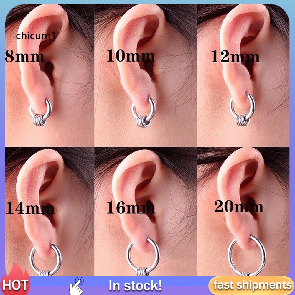 Khuyên Tai Tròn Bằng Thép Không Gỉ Phong Cách Hip Hop Thời Trang