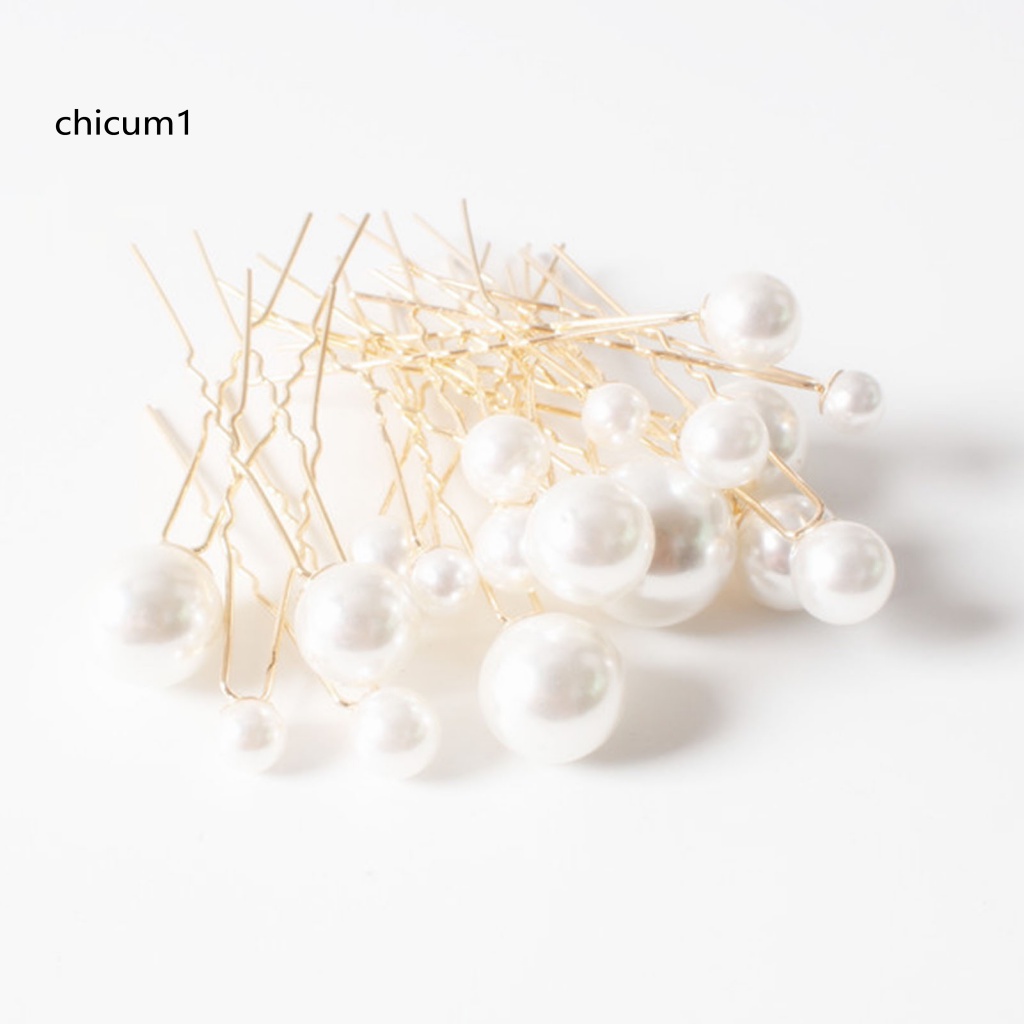 Set 18 Trâm Cài Tóc Chữ U Đính Ngọc Trai Giả Thanh Lịch Chống Trượt