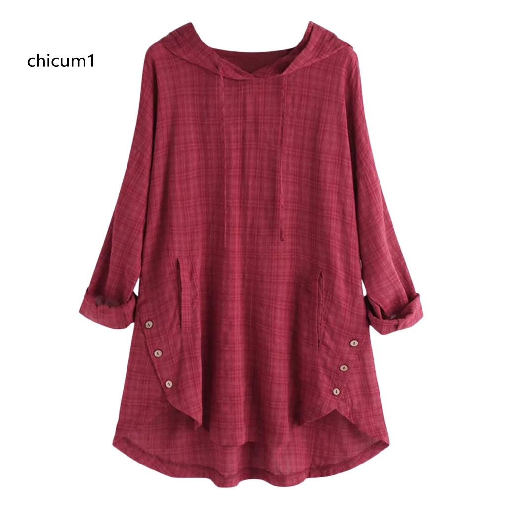 Áo Hoodie Tay Dài Dáng Chữ A Phối Dây Rút Plus Size Cho Nữ