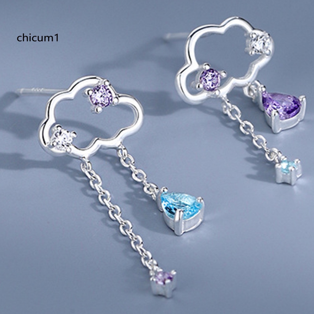 1 Cặp Bông Tai Hình Đám Mây Lấp Lánh Bằng Hợp Kim Không Gây Dị Ứng Thời Trang Cho Nữ