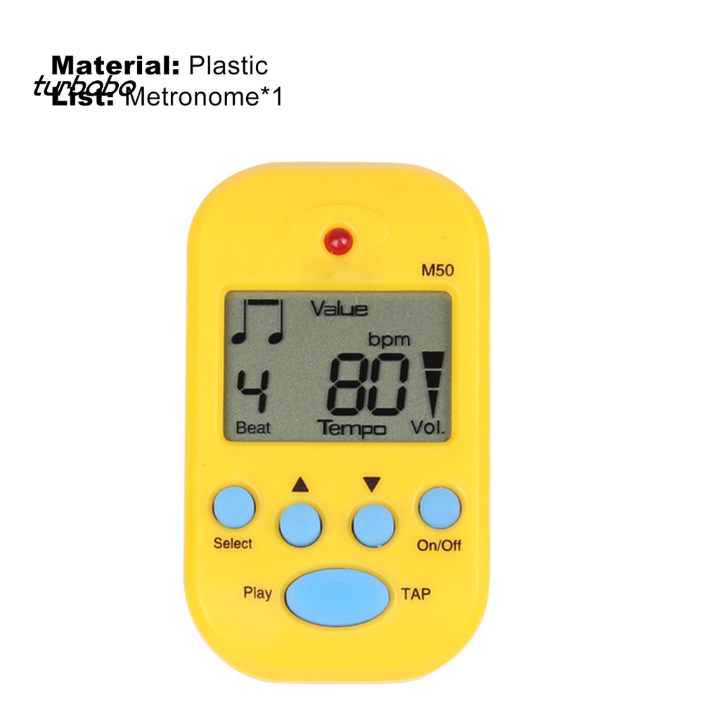 Turbobo Metronome Kẹp Bằng Nhựa Có Màn Hình LCD Kỹ Thuật Số Cho Đàn Guitar Điện Chuyên Nghiệp