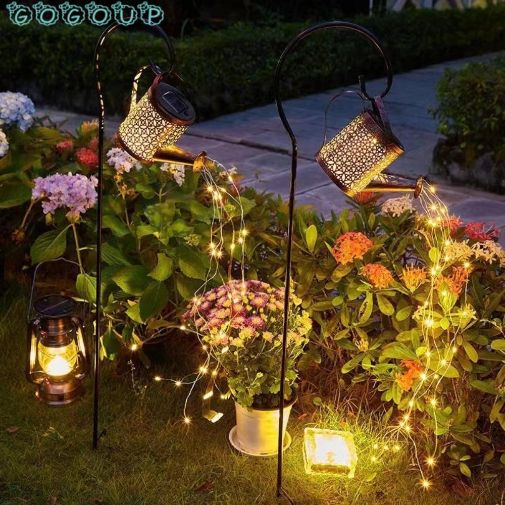 GOGOUP Bình Tưới Nước Sân Vườn Sử Dụng Năng Lượng Mặt Trời Có Đèn Treo Nghệ Thuật Mới