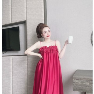 Đầm Ngủ Vải Phi Lụa Mềm Mịn Freesize Dưới 60kg