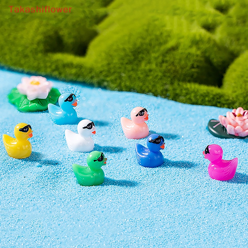 Bộ 2 Tượng Vịt Mini Bằng Nhựa Resin Dùng Trang Trí Bể Cá