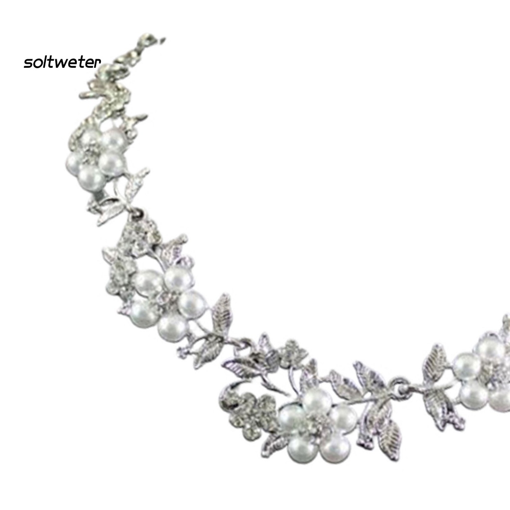 1 Bộ Vòng cổ + Bông Tai Mạ Bạc Đính Ngọc Trai Giả Lấp Lánh Thời Trang Cho Nữ