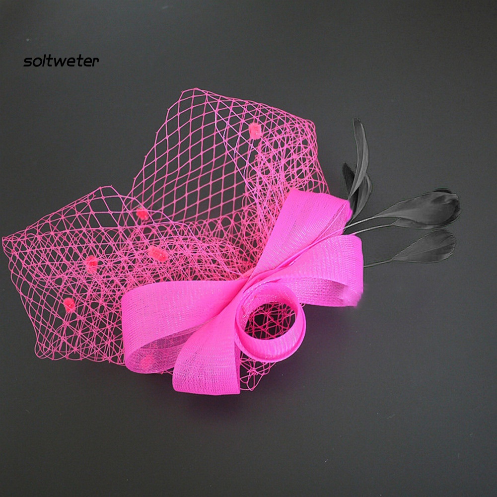 Kẹp Tóc Hình Nón Lưới Đính Nơ Và Lông Vũ Phong Cách Cổ Điển Thời Trang Cho Nữ