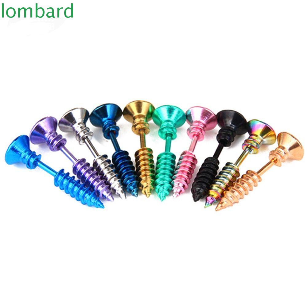 LOMBARD Khuyên Tai Thép Titan Nhiều Màu Thời Trang Hàn Quốc