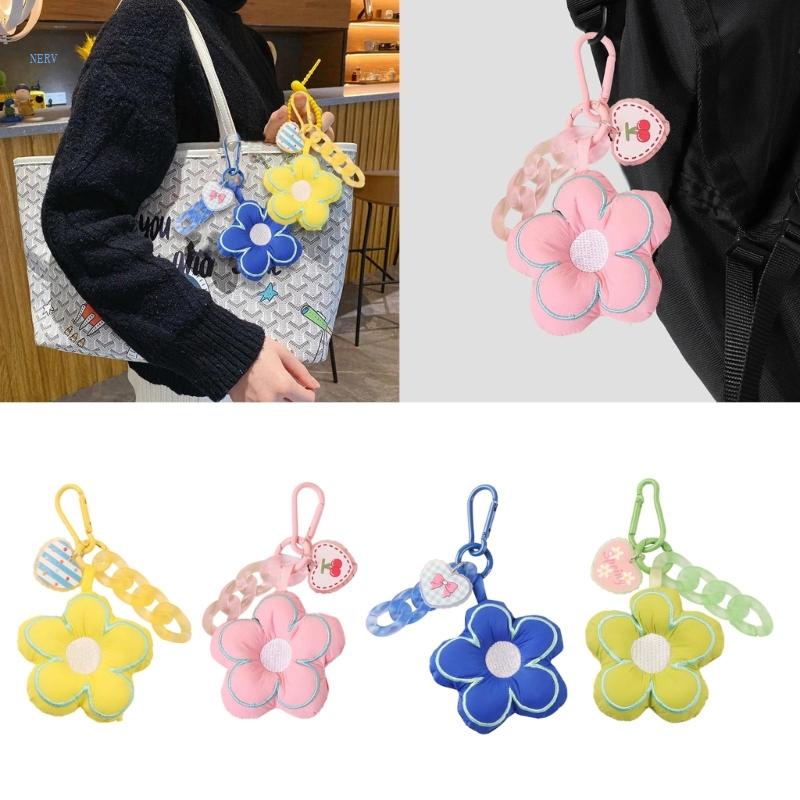 Móc Khóa Hình Trái Tim / Bông Hoa Vải Cotton Cỡ Nhỏ Dễ Thương