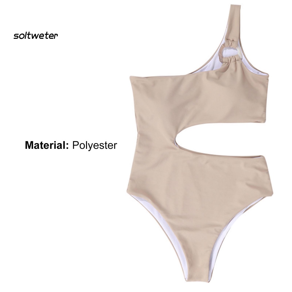 Bộ Đồ Bơi Một Mảnh Hở Vai Màu Trơn Thời Trang Dành Cho Nữ