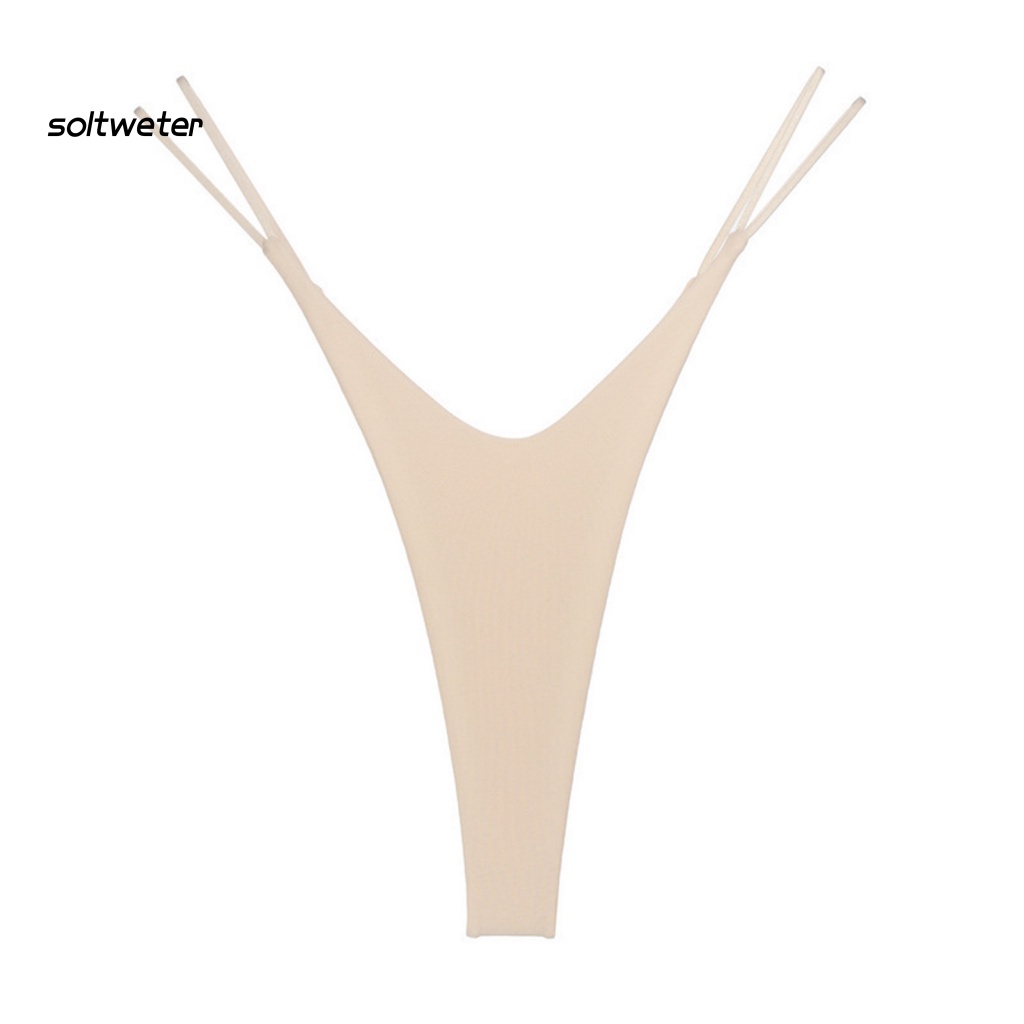 Quần Lót Bikini Hai Dây Lưng Thấp Co Giãn Màu Sắc Trơn Quyến Rũ Cho Nữ