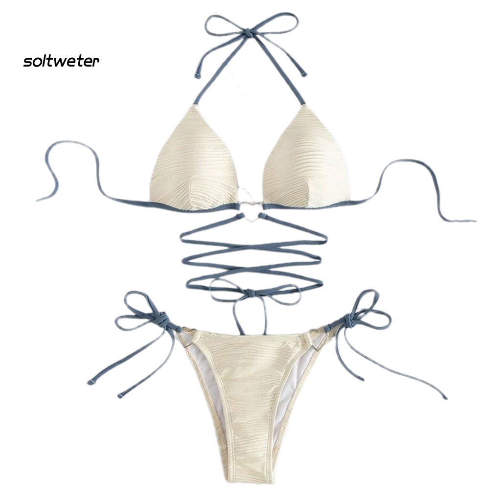 1 Bộ Đồ Bơi Hai Mảnh Bằng Polyester Ba Chiều Không Gọng Có Đệm Ngực Màu Sắc Trơn Dành Cho Nữ