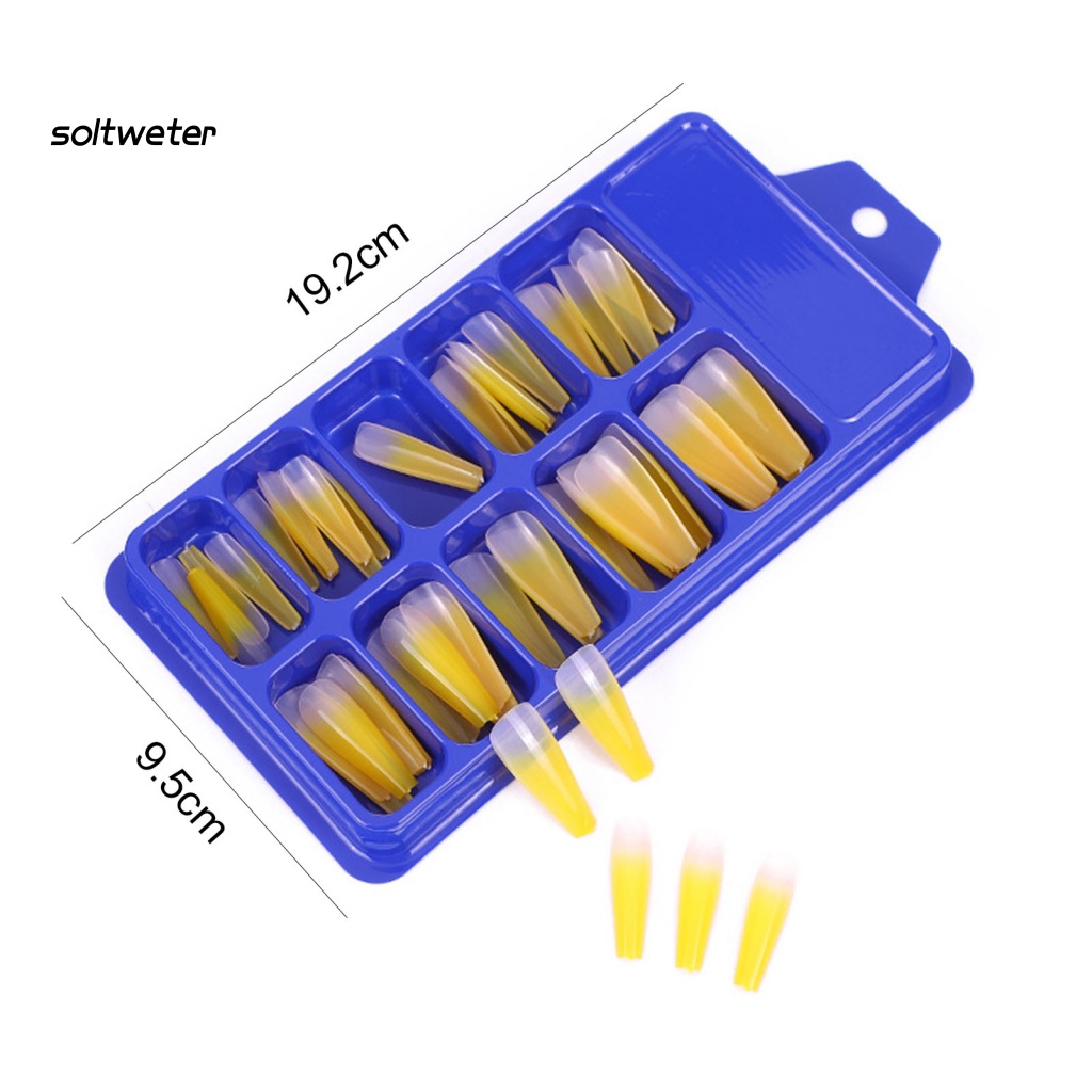 Hộp 50 Miếng Dán Móng Tay Dài Bằng ABS Chống Mòn Cho Nữ