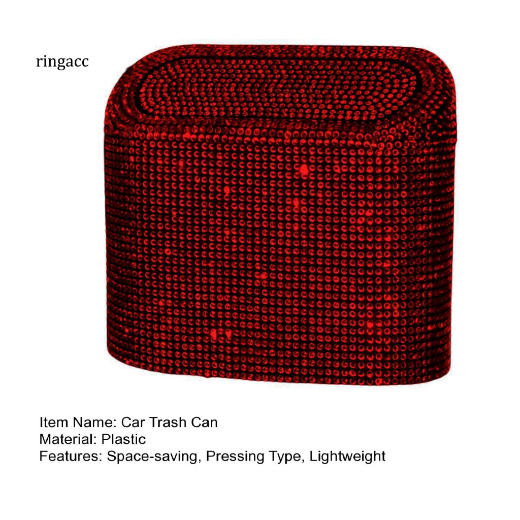 Rga Hộp Đựng Rác Đính Đá Lấp Lánh Hình Vuông Tiện Dụng Cho Xe Hơi