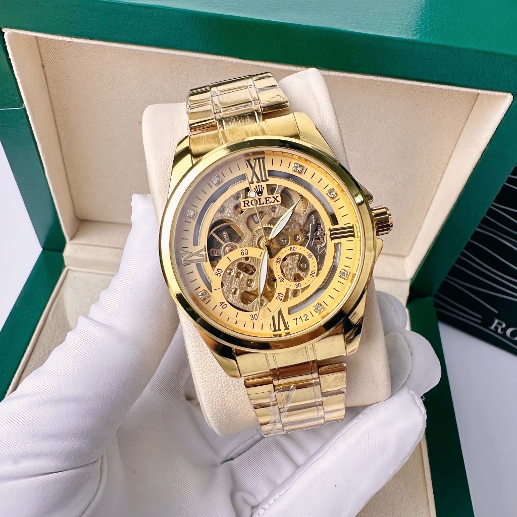 Đồng Hồ Rollex  cơ automatic nam Oyster Pereptual Cao Cấp, dây thép không gỉ, cơ lộ máy đẹp giá rẻ