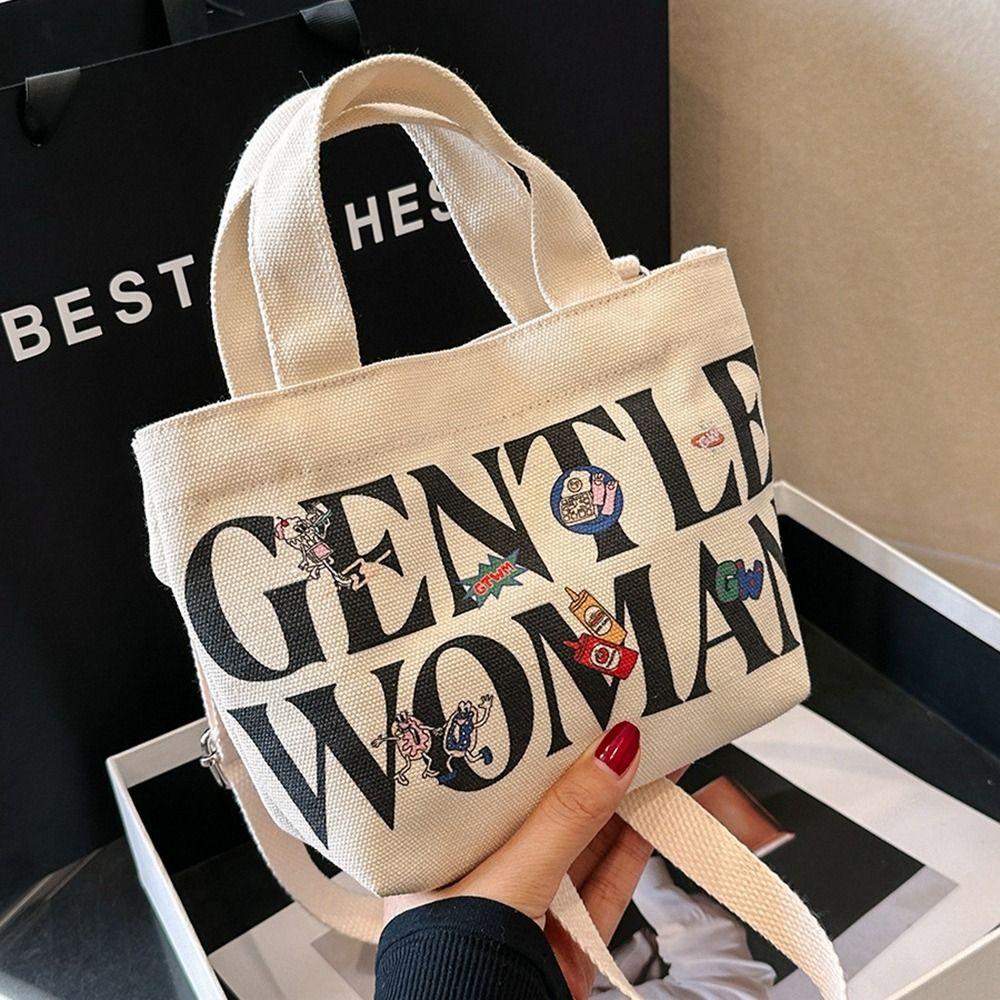 BLISS Túi Xách Vải Canvas In Chữ Đơn Giản Thời Trang Cho Nữ