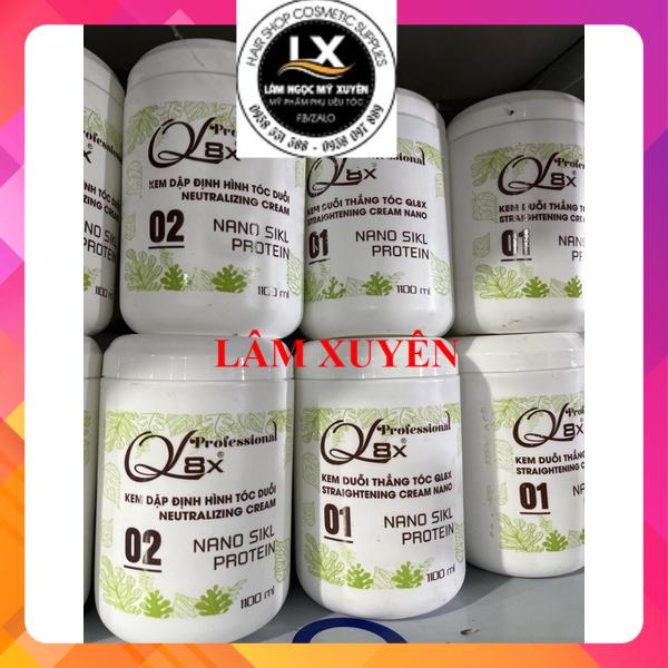 KEM DUỖI TÓC THẲNG QL8X PROFESSIONAL 1100ML*2 😍FREESHIP😍 siêu mạnh cho tóc khỏe phủ bóng duy trì độ ẩm giữ thẳng bền lâu