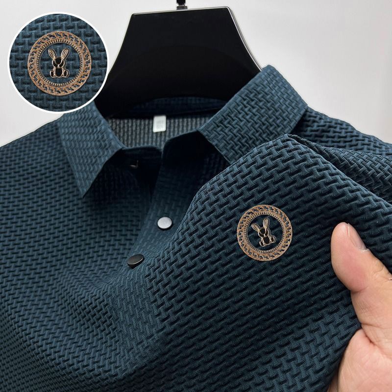 Áo Thun Polo Dáng Rộng Bằng Lụa Lạnh Màu Sắc Trơn Thoáng Khí Nhanh Khô Thời Trang Mùa Hè Cho Nam
