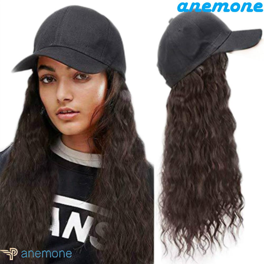 ANEMONE Tóc Giả Màu Đen Bằng Sợi Tổng Hợp Chất Lượng Cao Cho Nữ