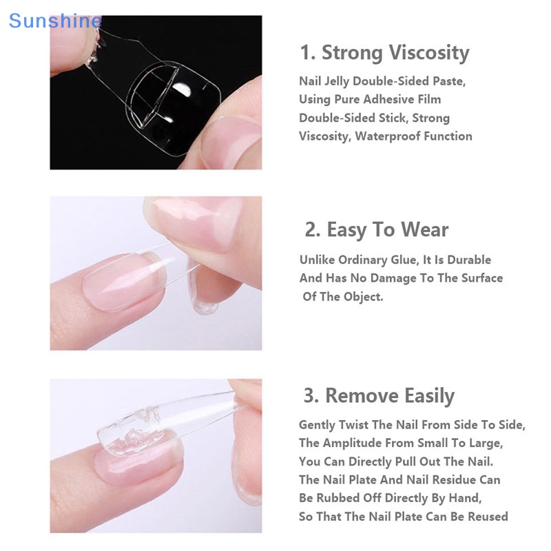 Set 240 Móng Tay Giả Trong Suốt Siêu Mỏng Tự Dính Hai Mặt Tiện Dụng