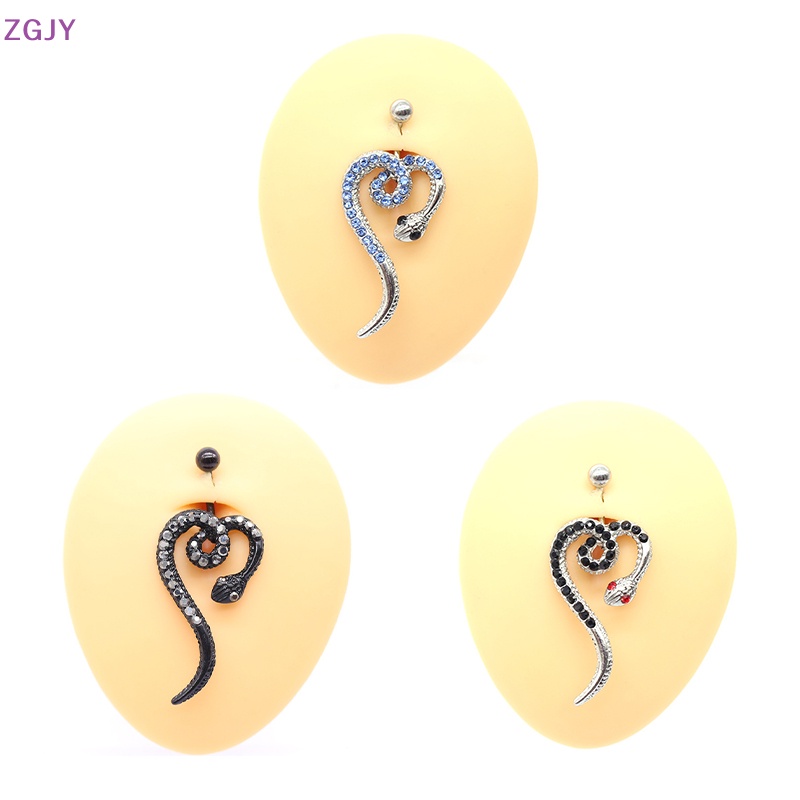 Khuyên Rốn Hình Rắn Đính Đá Zircon Bằng Thép Không Gỉ Thời Trang Cho Nữ Mới