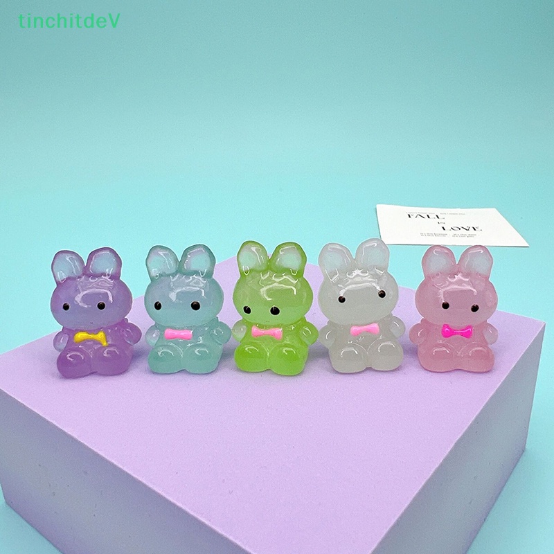 [TinchitdeV] Bộ 5 Mô Hình Thỏ Dạ Quang Bằng Nhựa Resin Dễ Thương Trang Trí Nhà Cửa / Xe Hơi