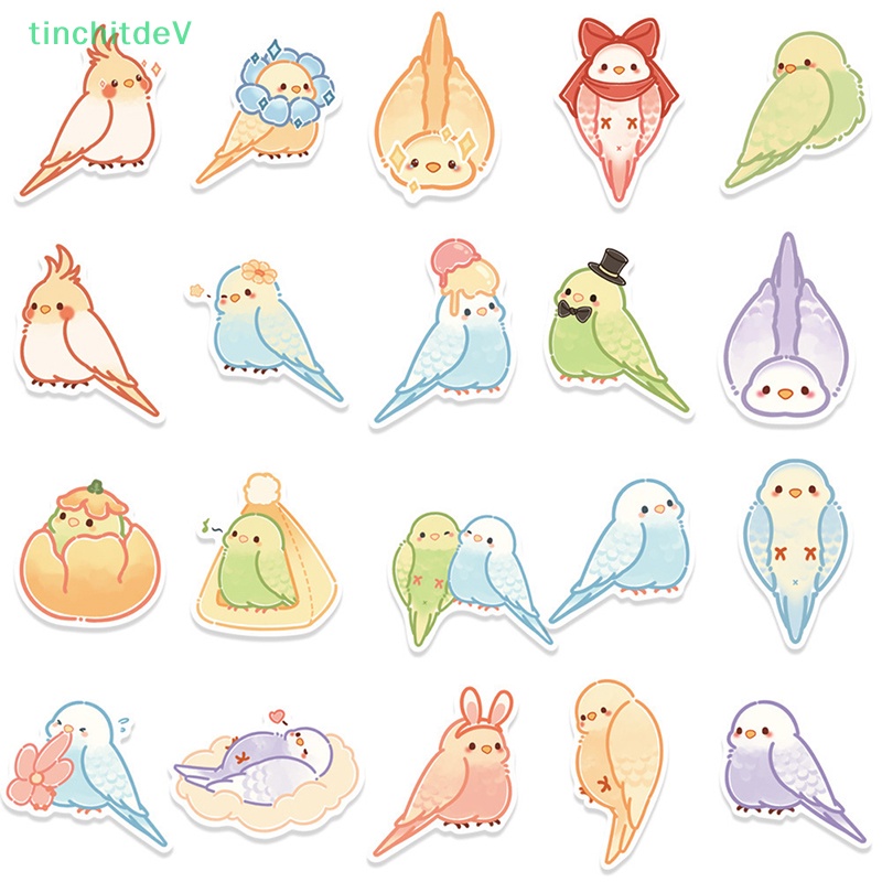Bộ 40 Miếng Dán Họa Tiết Chim Vẹt Hoạt Hình Nhiều Màu Trang Trí Laptop DIY