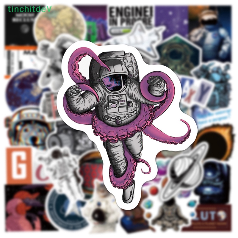 Bộ 50 Miếng Dán Hình Phi Hành Gia Trang Trí Laptop / Điện Thoại / Ván Trượt DIY