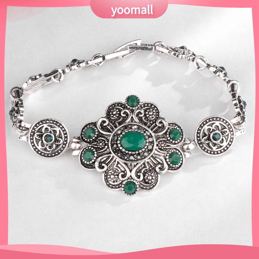 Vòng Tay Đính Đá Quý Nhân Tạo Hình Hoa Phong Cách Vintage Dành Cho Nữ