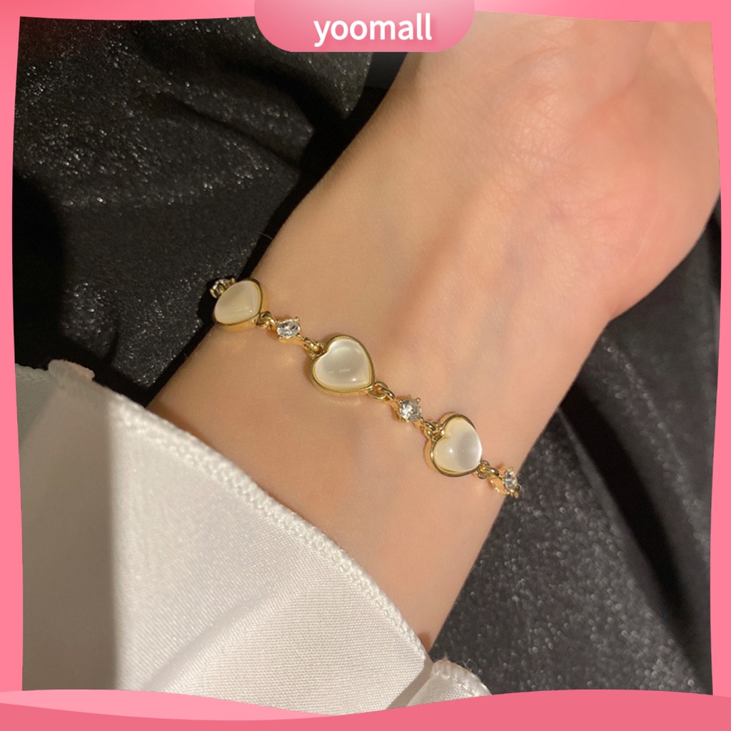 Vòng Tay Đính Đá Mắt Mèo Lấp Lánh Tùy Chỉnh Thời Trang Cho Nữ