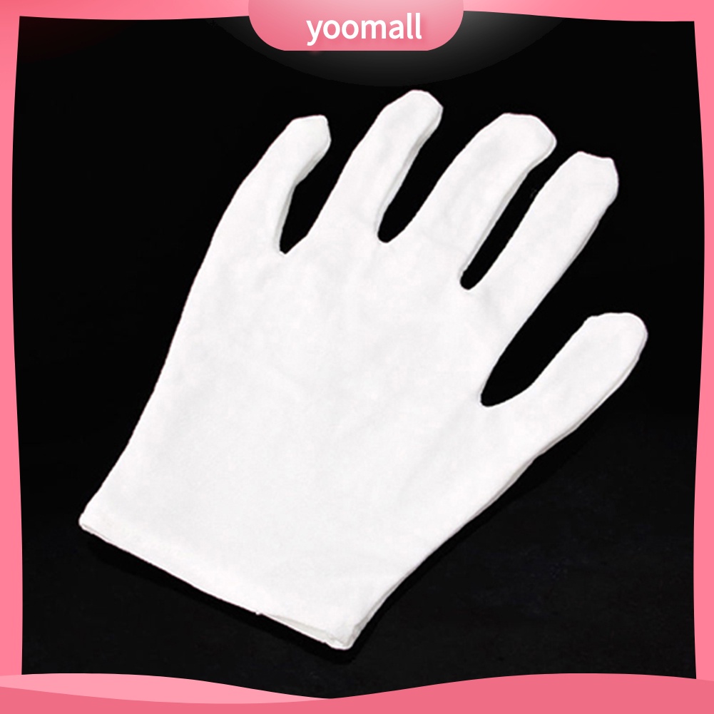 [YM] 12 Đôi Găng Tay Cotton Màu Trắng Kiểm Tra Trang Sức Công Sở