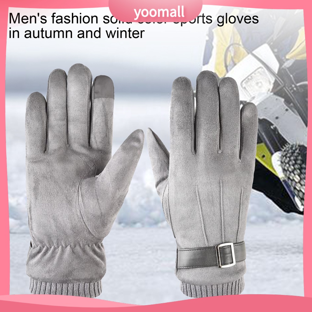 1 Đôi Găng Tay Lái Xe Máy / Trượt Tuyết Màu Sắc Tinh Khiết Chống Lạnh Có Thể Chạm Màn Hình Cảm Ứng