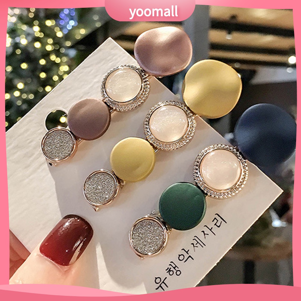 Kẹp Tóc Nữ Hình Tròn / Vuông Kiểu Dáng Thời Trang