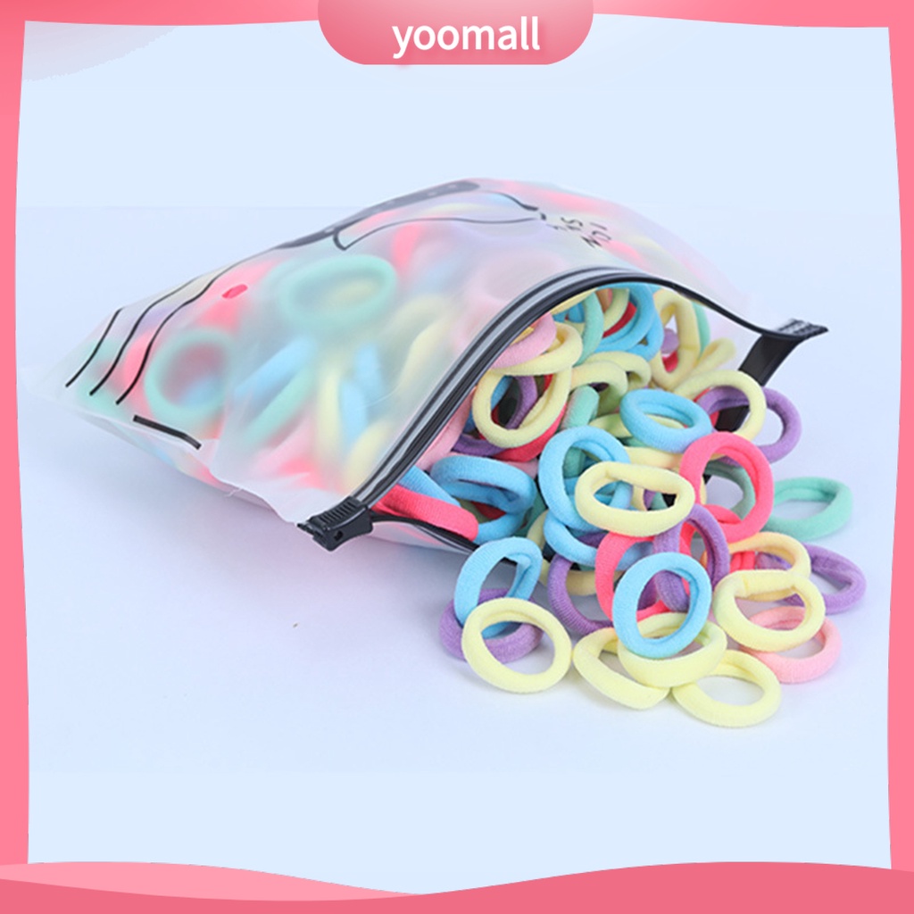 Set 100 Dây Buộc Tóc Co Giãn Chống Rơi Màu Sắc Kẹo Ngọt Dành Cho Trẻ Em