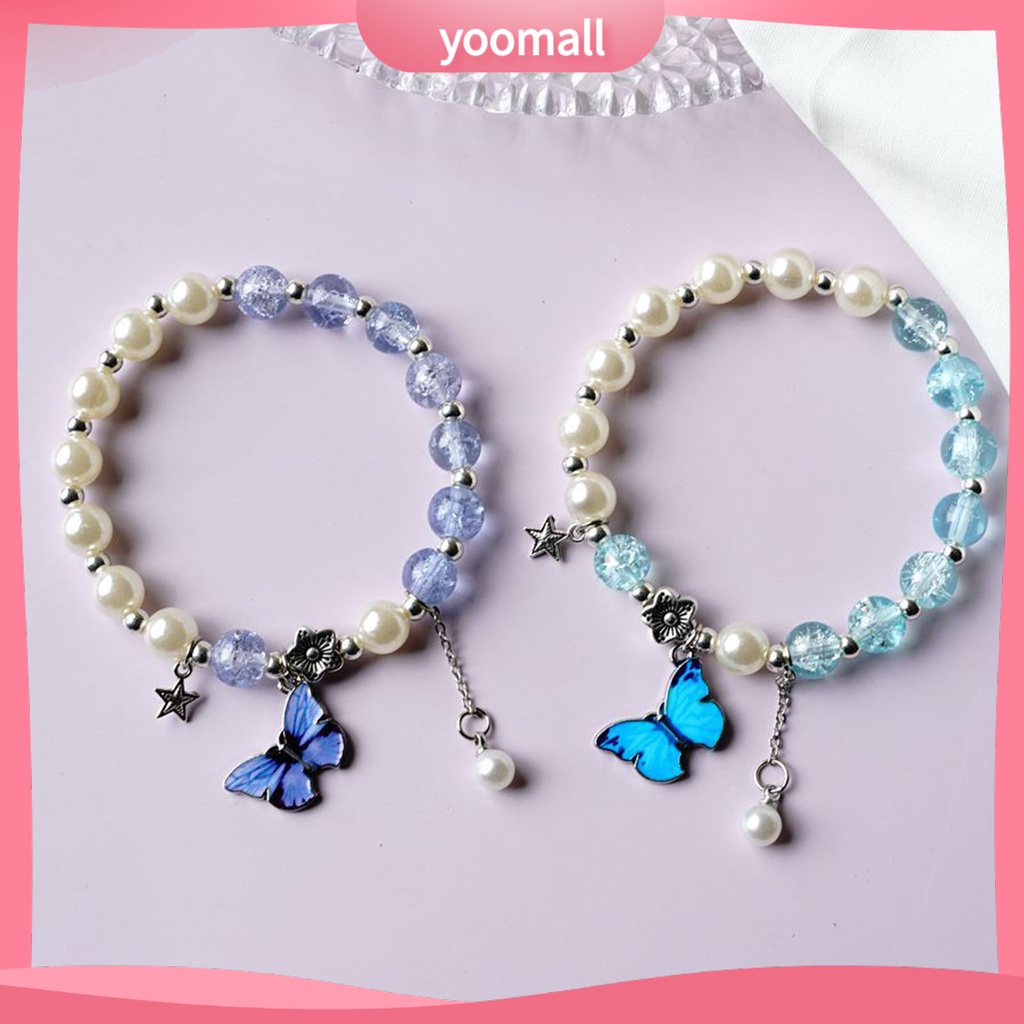 [YM] Vòng Tay Chuỗi Hạt Hình Bướm Màu Sáng Lâu Trôi Làm Quà Tặng Trang Sức Cho Nữ