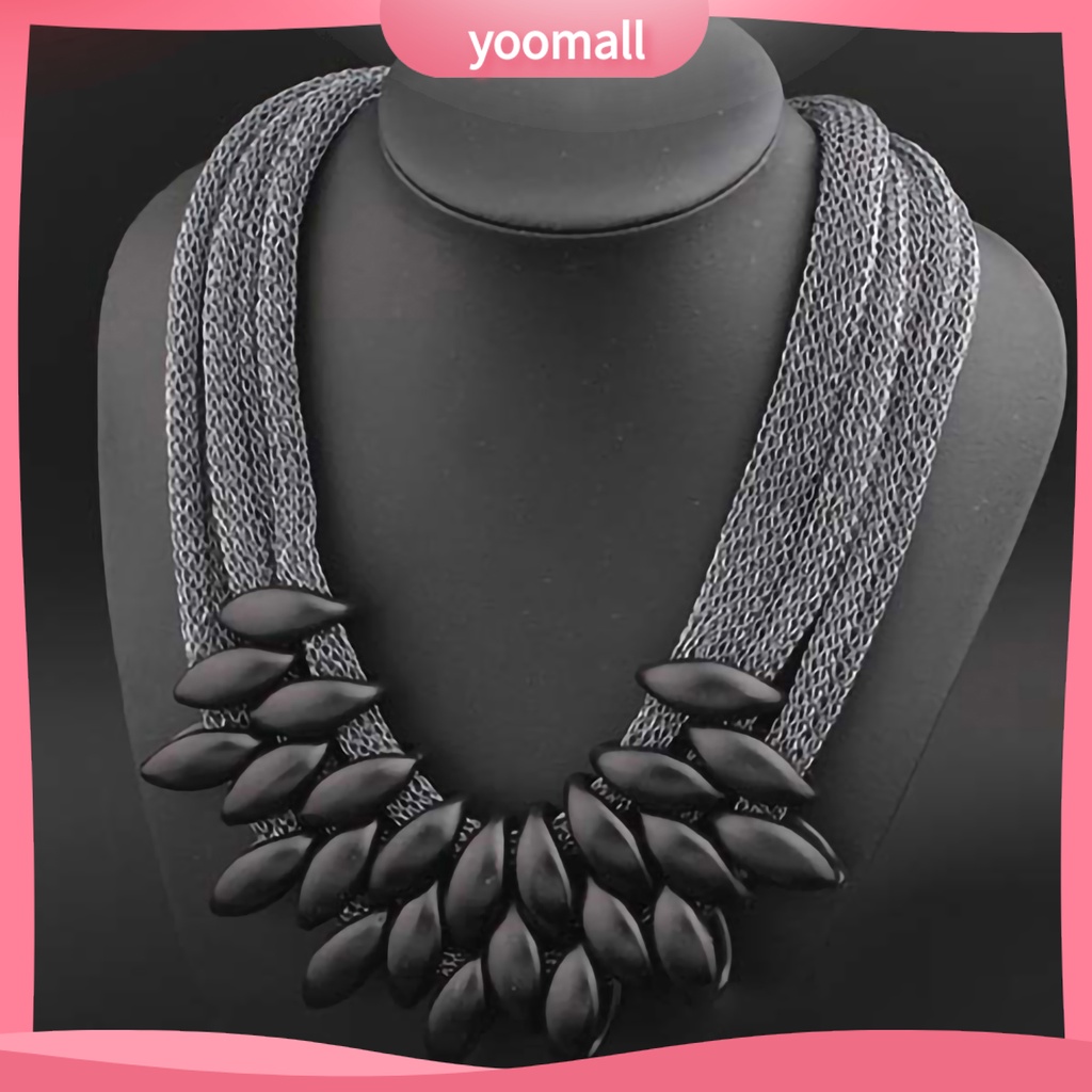 Vòng Cổ Choker Nhiều Lớp Mặt Lá Hợp Kim Cho Nữ